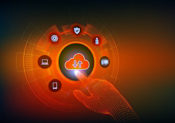 Symbolische Darstellung einer Wolke mit dem Schriftzug „Backup Data“ als Illustration für Cloud-Backup und Disaster Recovery