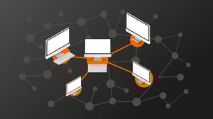 Illustration einer Mesh-Topologie mit verbundenen Netzwerkkomponenten zur Erhöhung der Redundanz und Ausfallsicherheit.
